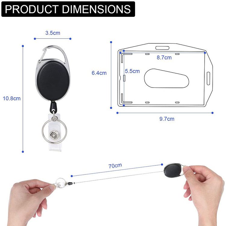 ID Card Badge Holder Reels with Clip Name Reel Round Office School Supplies Retractable Lanyard Badge Holder