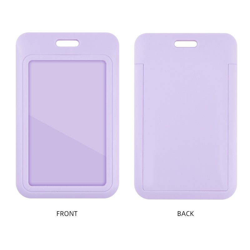 Purple Vertical ID Badge Holders, Hard Plastic Card Cases with Clear Window, ID Card Holder for School, Office, Factory