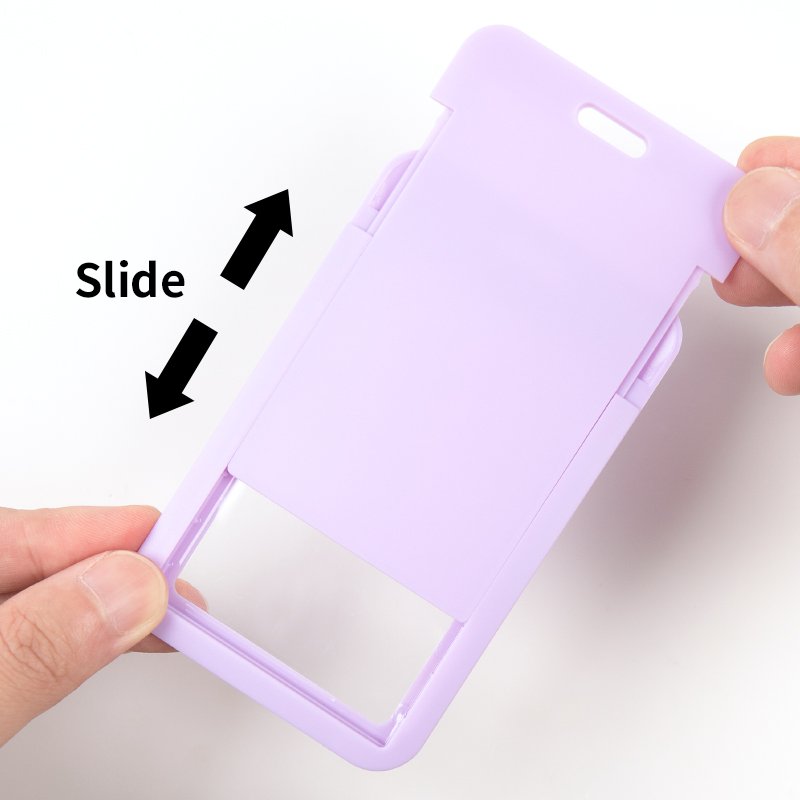 Purple Vertical ID Badge Holders, Hard Plastic Card Cases with Clear Window, ID Card Holder for School, Office, Factory