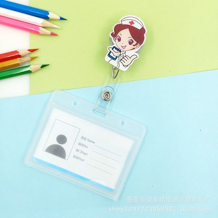 customs lovely nurse accessories badge reel retractable badge lanyard id card holder with cartoons and straps