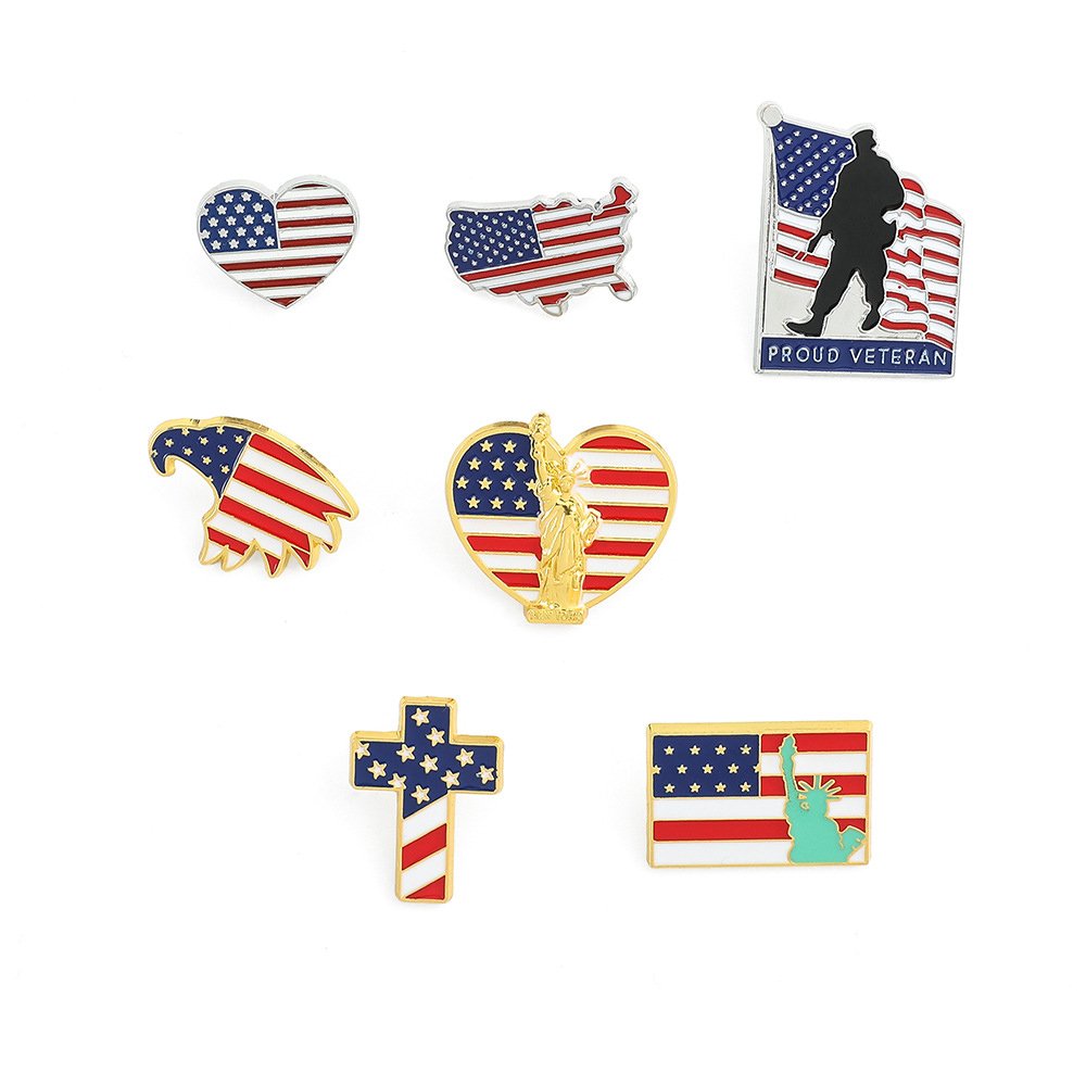 American Flag Lapel Pin Gold or Nickel Plated Enamel Pin for Coats, Suit Jackets and Lanyards Patriot Independence Day USA Badge