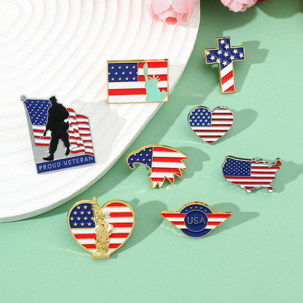 American Flag Lapel Pin Gold or Nickel Plated Enamel Pin for Coats, Suit Jackets and Lanyards Patriot Independence Day USA Badge