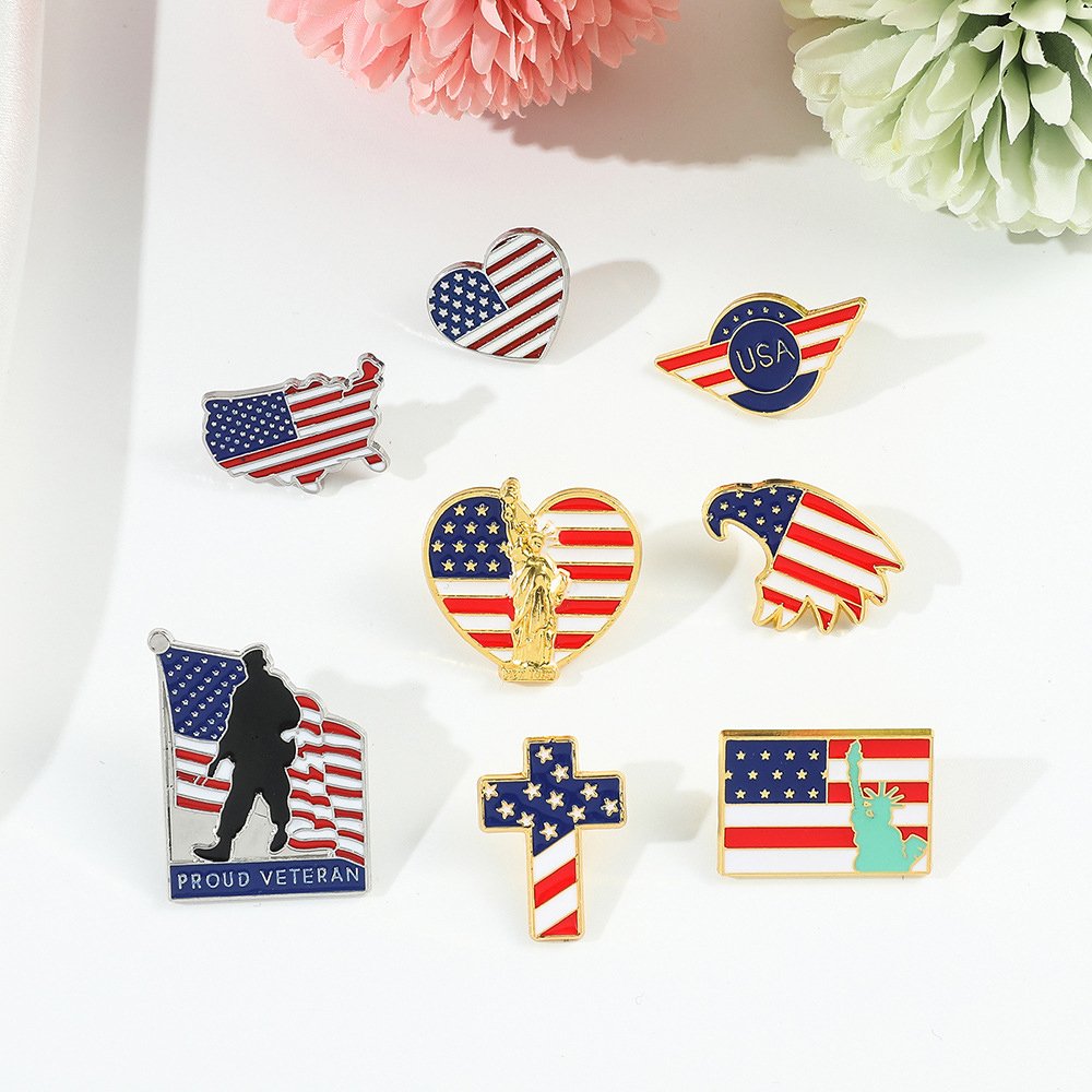 American Flag Lapel Pin Gold or Nickel Plated Enamel Pin for Coats, Suit Jackets and Lanyards Patriot Independence Day USA Badge