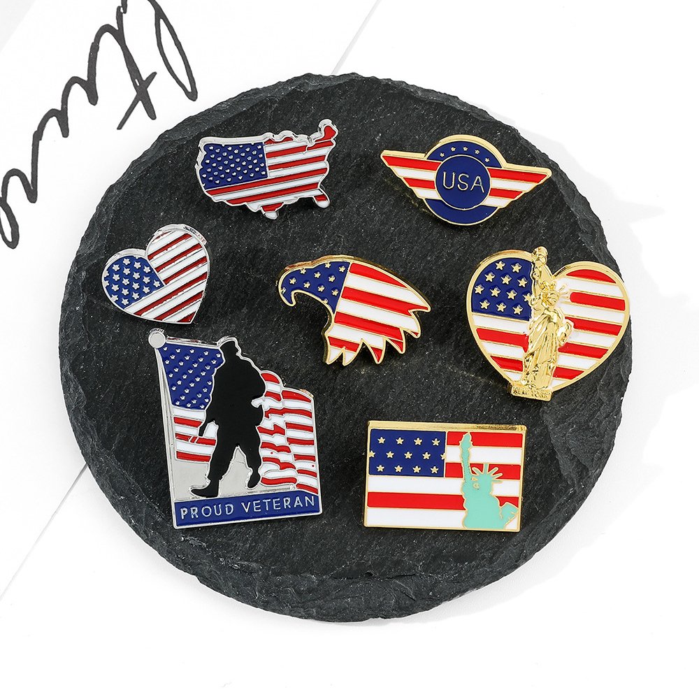 American Flag Lapel Pin Gold or Nickel Plated Enamel Pin for Coats, Suit Jackets and Lanyards Patriot Independence Day USA Badge
