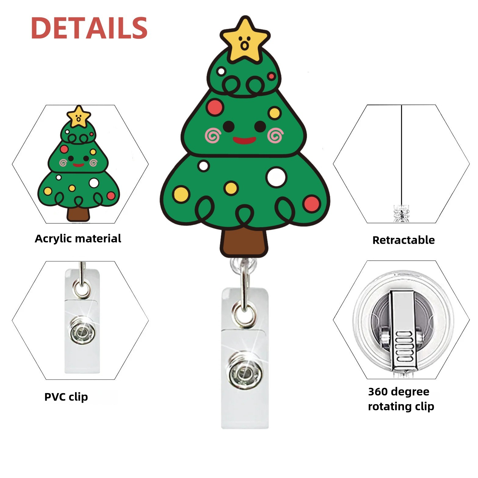 2024 OEM retractable yoyo ID card badge holder for Christmas