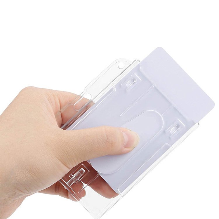 Vertical And Horizontal ID Card Name Badge Holder Heavy Duty Waterproof Clear Plastic Card Holder PVC Sleeve Pocket Resealable