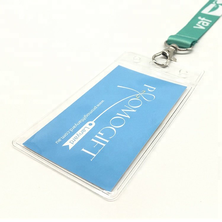 High Quality Custom Fashion Fancy Blue Branded Printed Student ID Name Card Badge Holder Lanyard With Logo Custom
