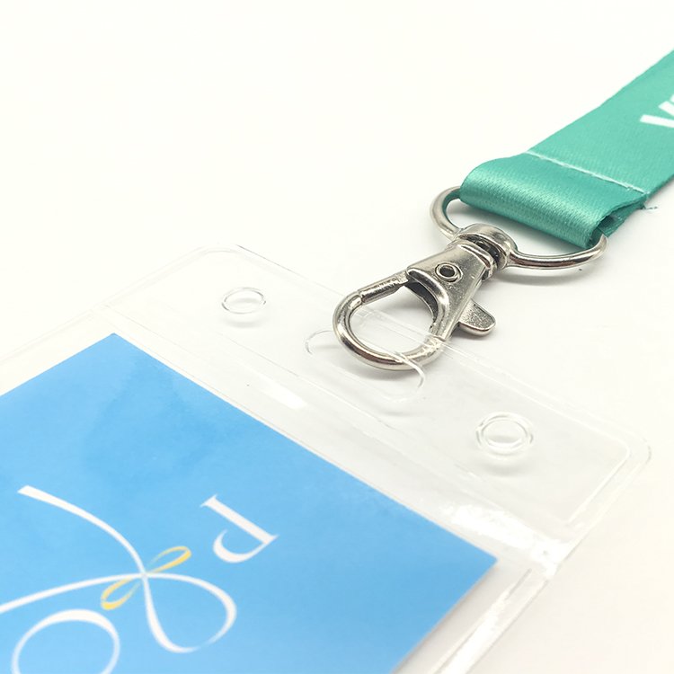 High Quality Custom Fashion Fancy Blue Branded Printed Student ID Name Card Badge Holder Lanyard With Logo Custom