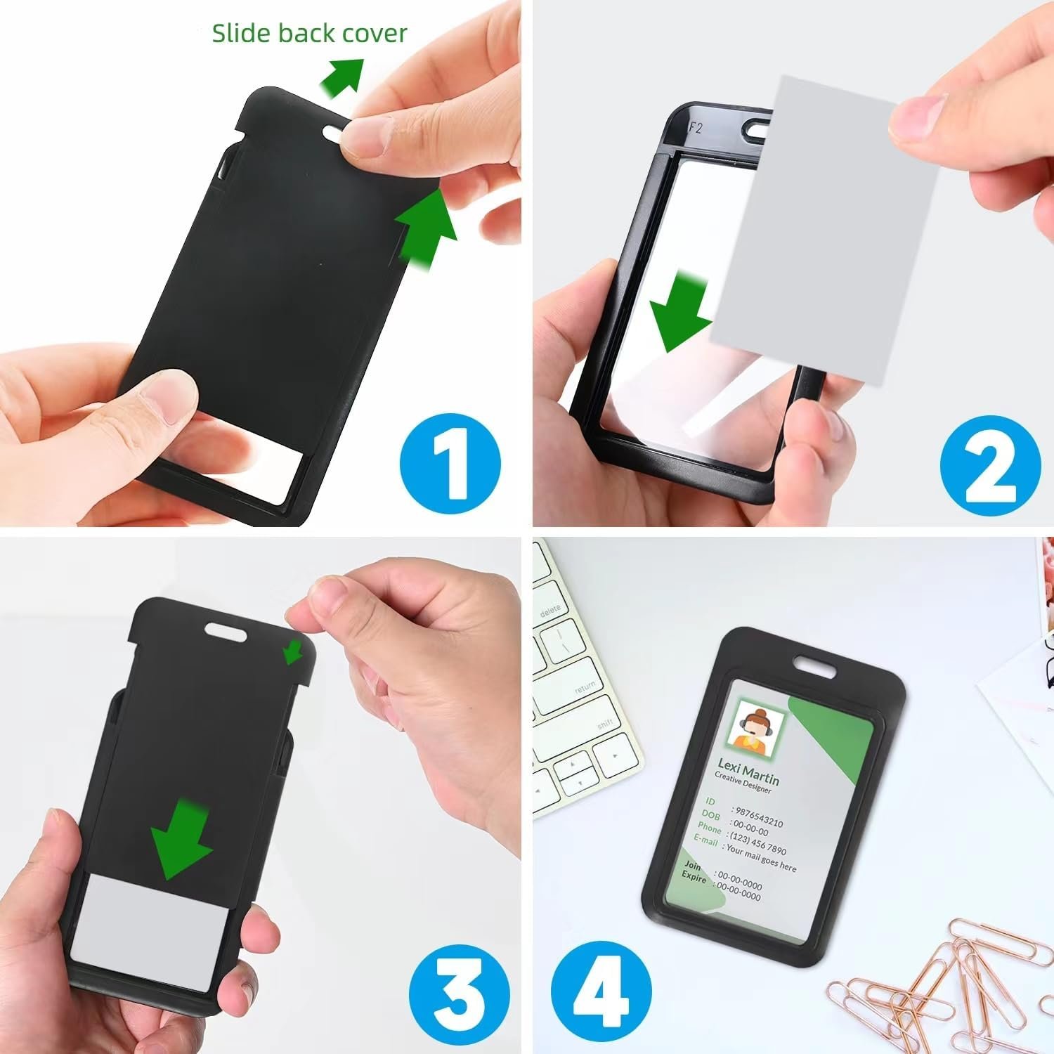 Retractable Keychain ID Credit Card Case Lanyard Driver License Pass Nylon Cord Wire Carabiner Clip Buckle Badge Holder Key Reel