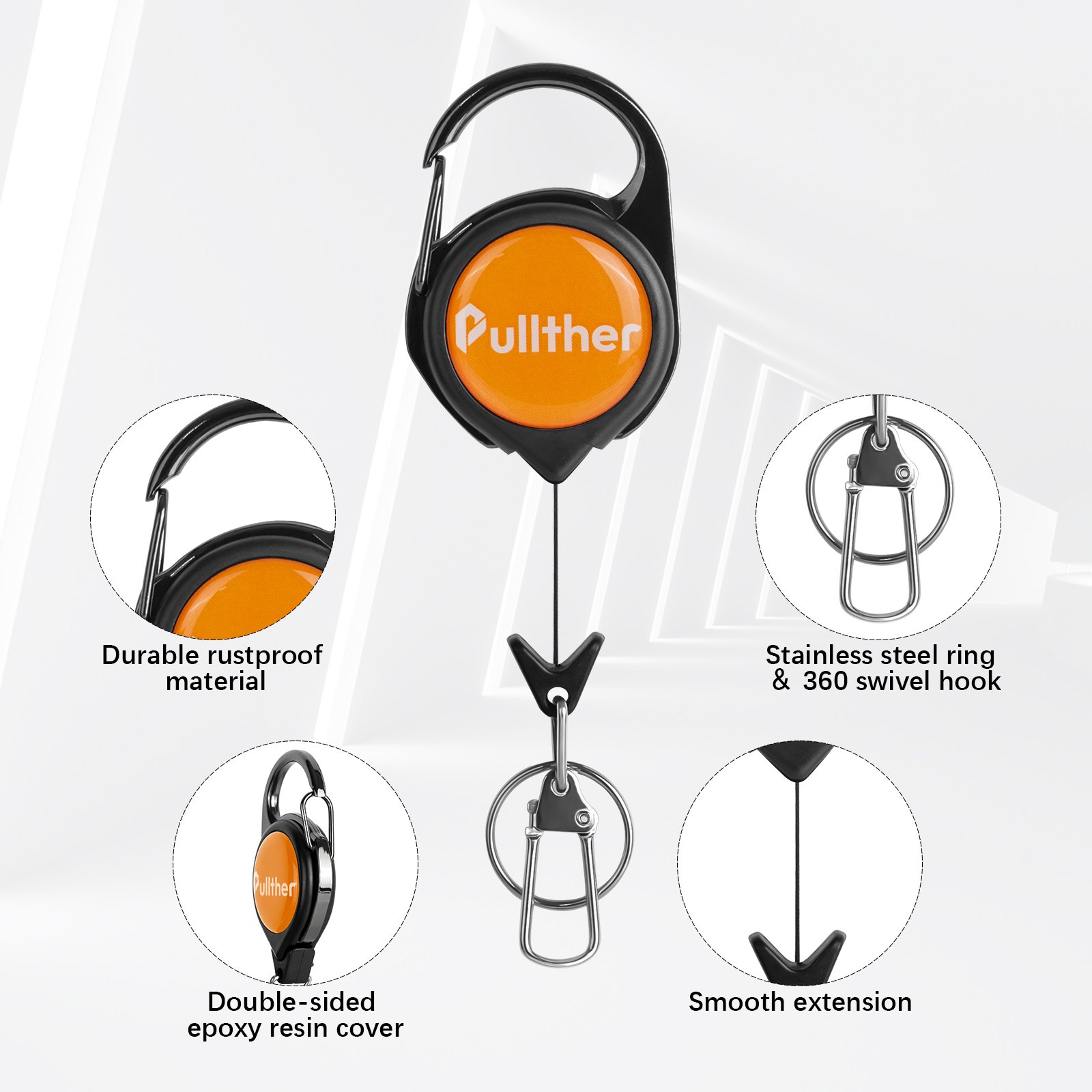 Pullther custom logo, expandable and quick release spring clip, fly fishing gear accessories, badge hanger