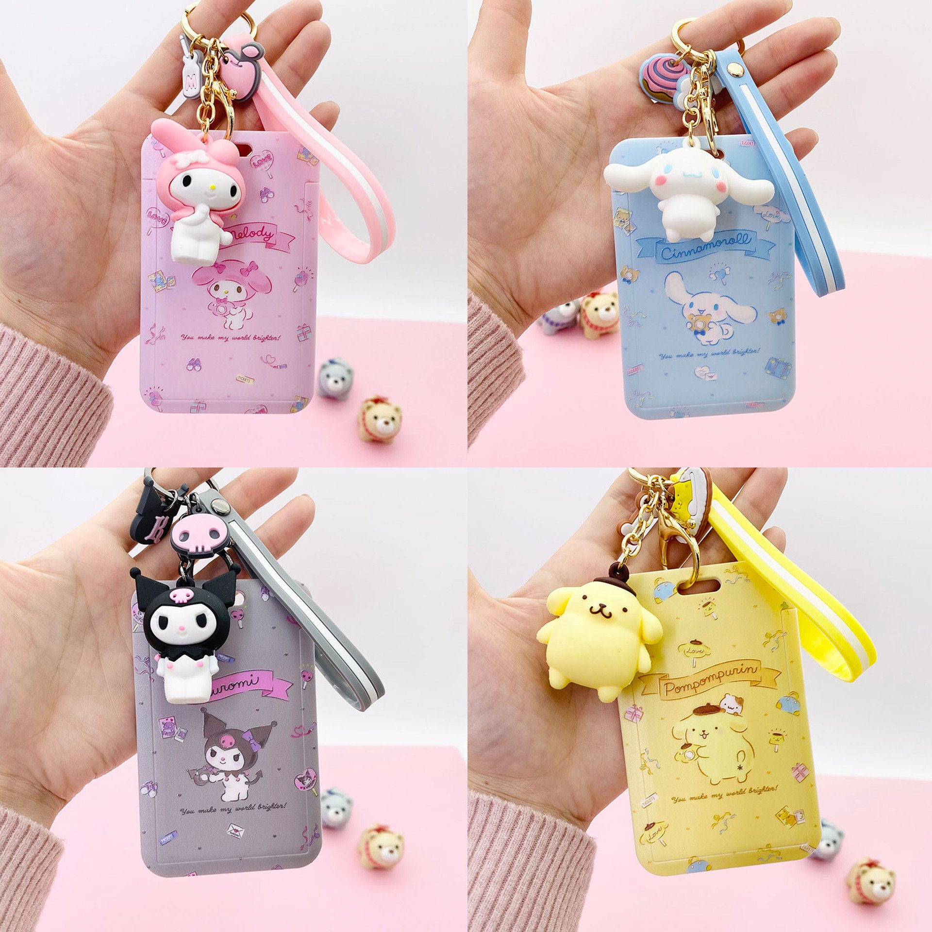 Cute girl cartoon card holder Work Badge Holder Cartoon Creative ABS plastic Id Card Holder