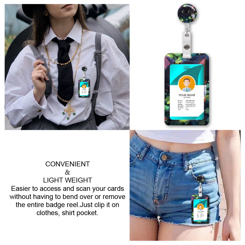 RTS Funny Cat ID badge holders with retractable reel badge holder with retractable heavy badge reel
