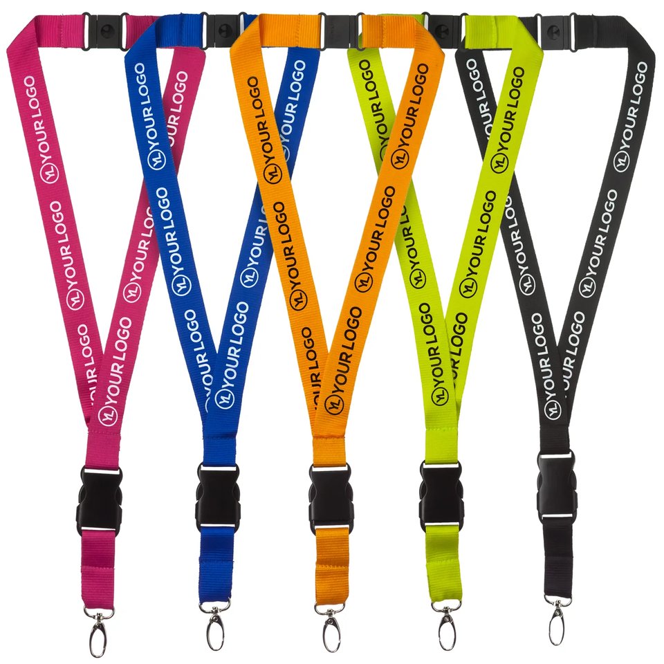 Adjustable Thick Durable Neck Strap Key Chain Polyester Keychain Lanyard with logo printed Custom ID Card Badge Holder Lanyards