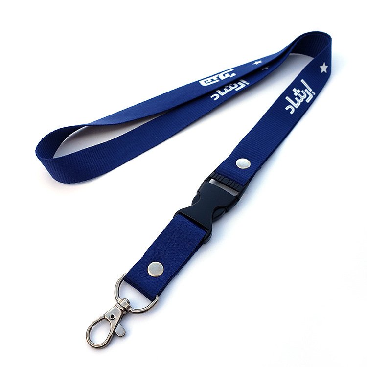 Adjustable Thick Durable Neck Strap Key Chain Polyester Keychain Lanyard with logo printed Custom ID Card Badge Holder Lanyards