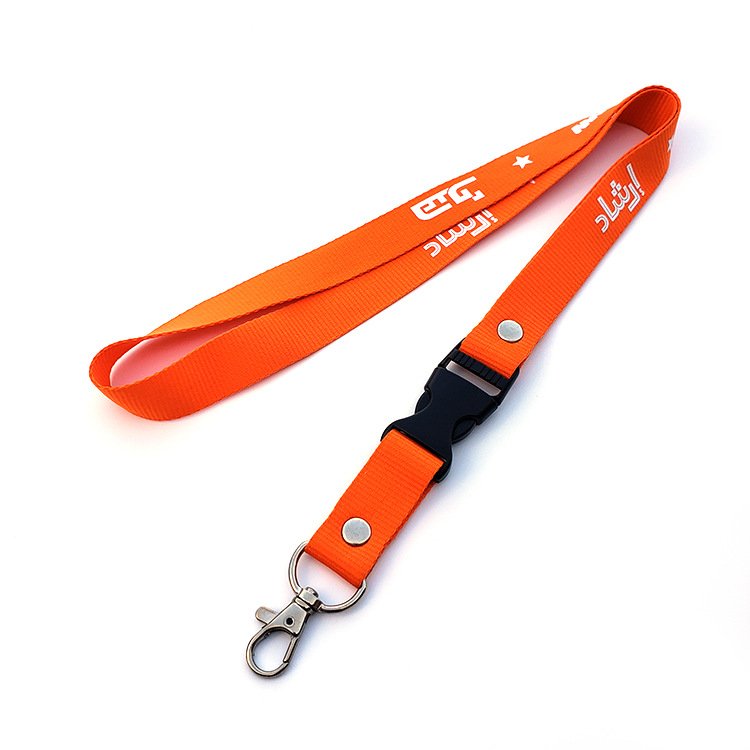 Adjustable Thick Durable Neck Strap Key Chain Polyester Keychain Lanyard with logo printed Custom ID Card Badge Holder Lanyards