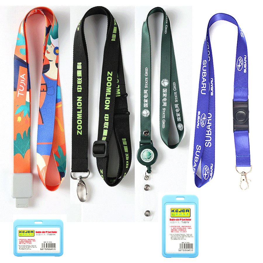 Adjustable Thick Durable Neck Strap Key Chain Polyester Keychain Lanyard with logo printed Custom ID Card Badge Holder Lanyards