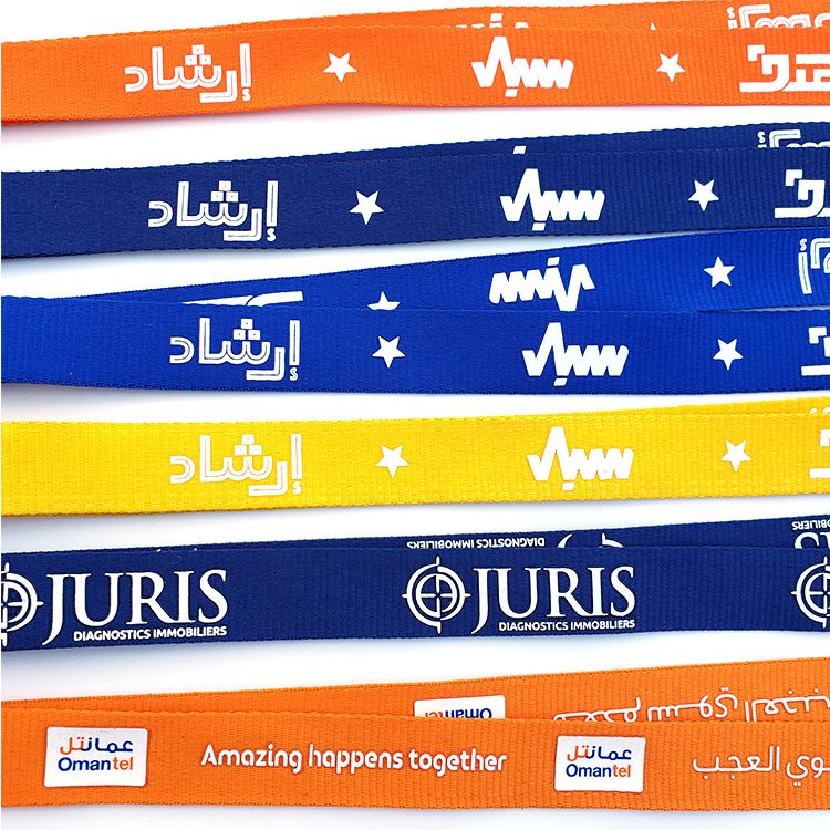 Adjustable Thick Durable Neck Strap Key Chain Polyester Keychain Lanyard with logo printed Custom ID Card Badge Holder Lanyards