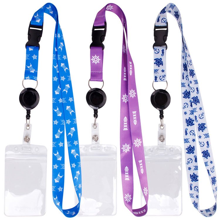 Cute Polyester Lanyard Custom Printable Logo Neck Retractable Card Holder Straps Lanyard With Id Card Badge Holder