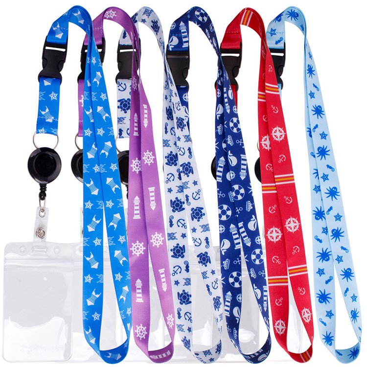 Cute Polyester Lanyard Custom Printable Logo Neck Retractable Card Holder Straps Lanyard With Id Card Badge Holder