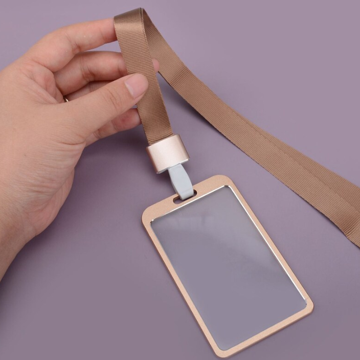 Business Card Aluminum Badge Holder with Lanyard with logo custom and id badge holder
