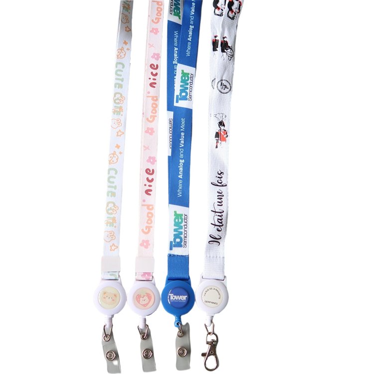 Hot-selling retractable metal lobster clasp badge lanyard with swivel and ID badge lanyard