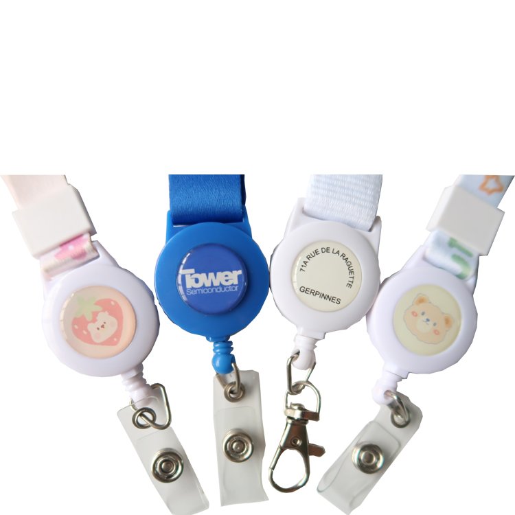 Hot-selling retractable metal lobster clasp badge lanyard with swivel and ID badge lanyard