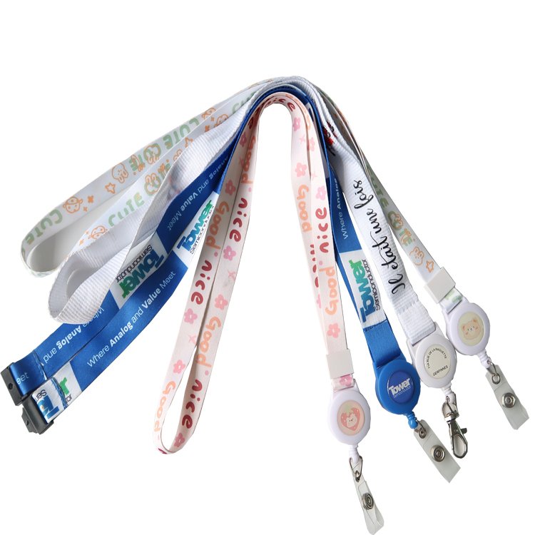 Hot-selling retractable metal lobster clasp badge lanyard with swivel and ID badge lanyard