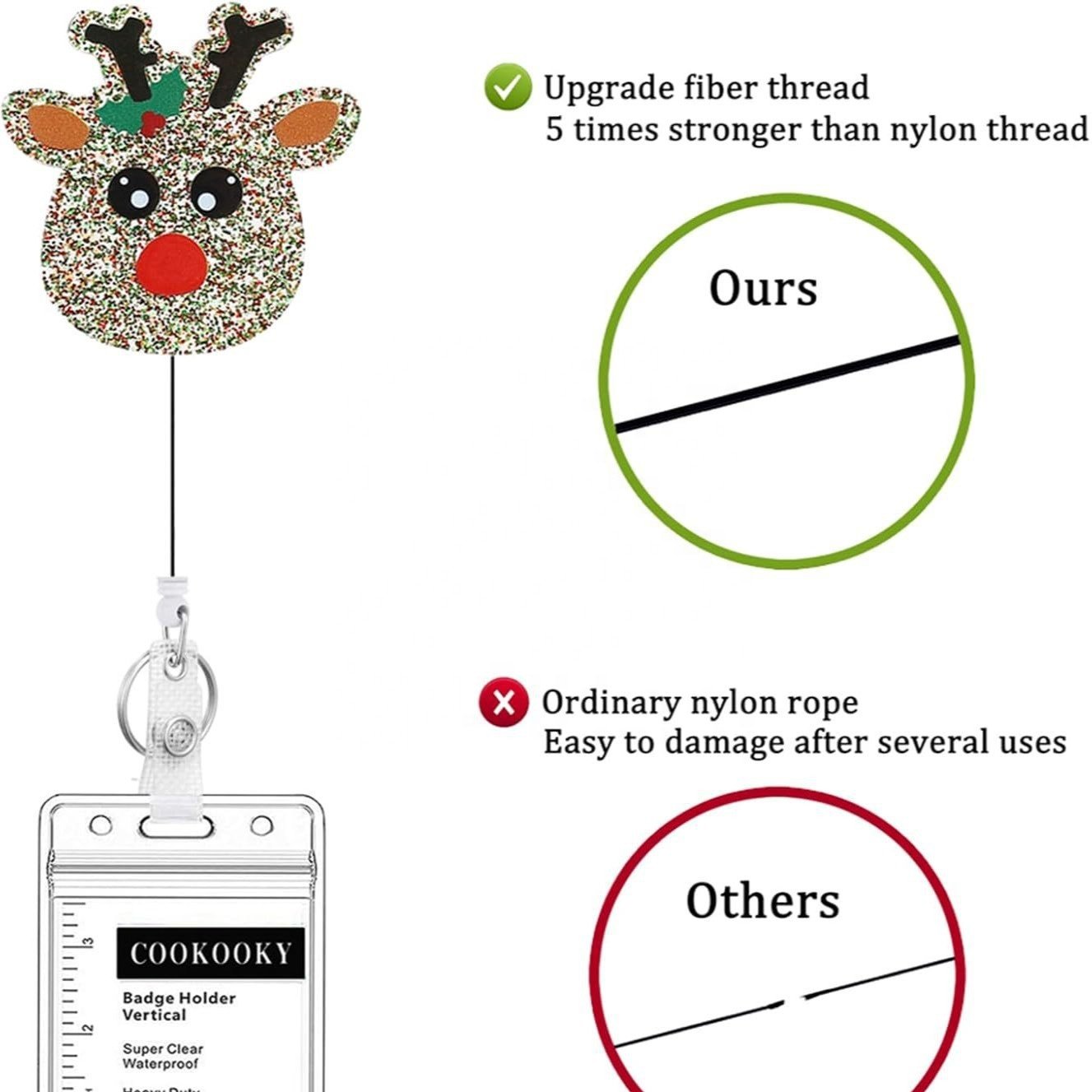Wholesale Custom Glitter Christmas Acrylic Retractable Badge Reel Holder Christmas Snowman Elk Tree Badge Reel With Clip