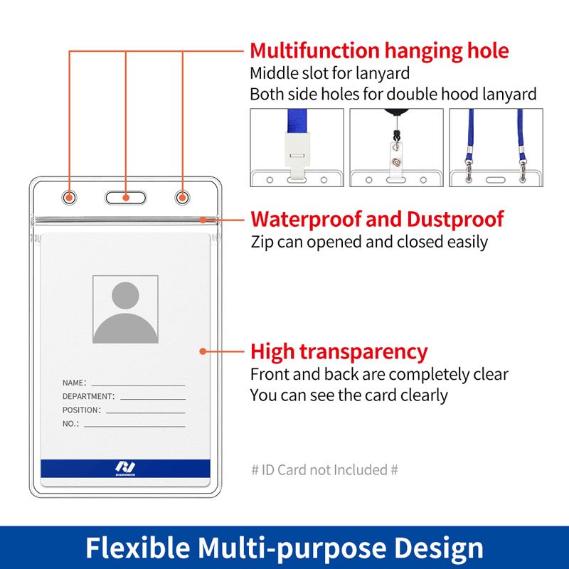 NO minimum Waterproof PVC Clear Plastic card holder for ID Card Staff Badge Soft Card