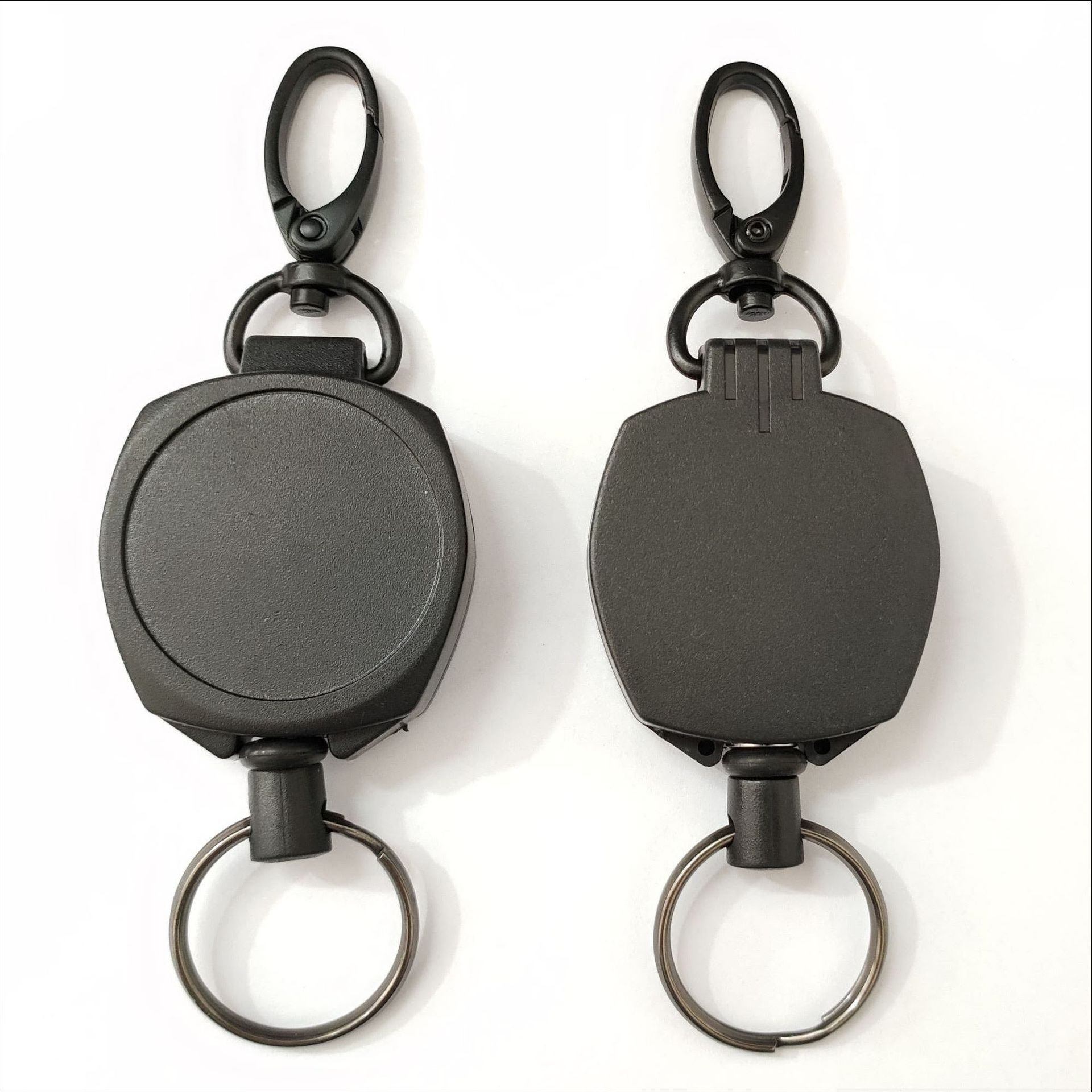 Heavy Duty Retractable Carabiner Key Chain Badge Holder With Steel Cord Keychain