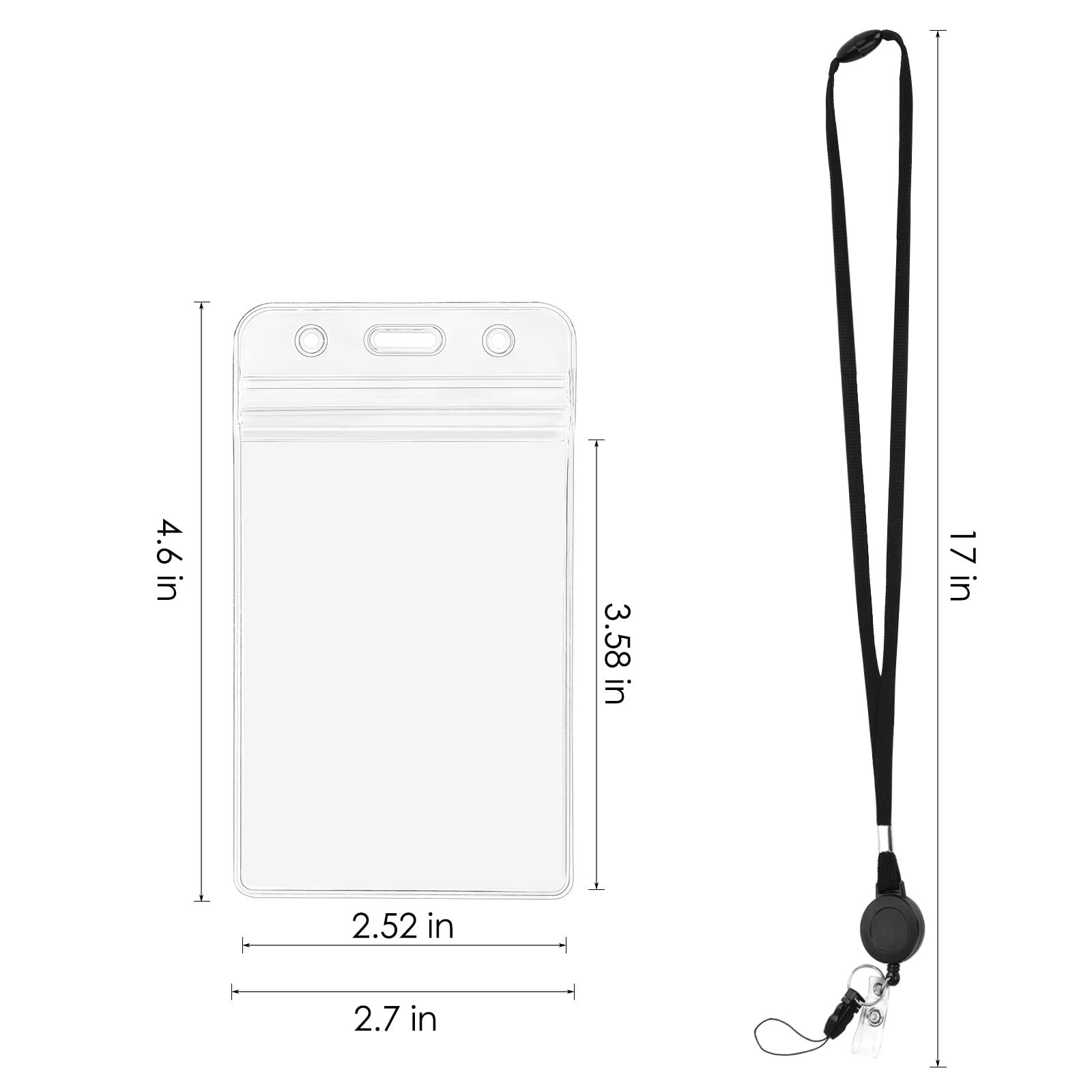 Good quality recycled 1.5cm black lanyard straps transparent plain id badge card lanyard with plastic holder