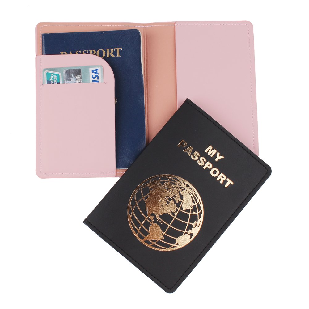 Latest PU Leather Card Case Solid Color Printed Letter and Travel Certificate Storage Elegant Bronzing Passport Holder