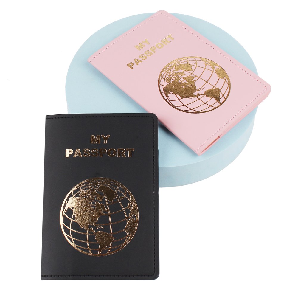 Latest PU Leather Card Case Solid Color Printed Letter and Travel Certificate Storage Elegant Bronzing Passport Holder