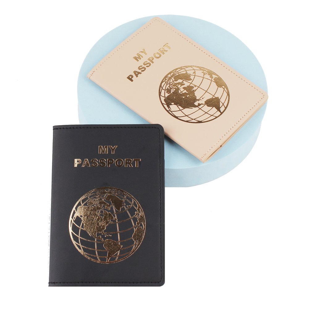 Latest PU Leather Card Case Solid Color Printed Letter and Travel Certificate Storage Elegant Bronzing Passport Holder