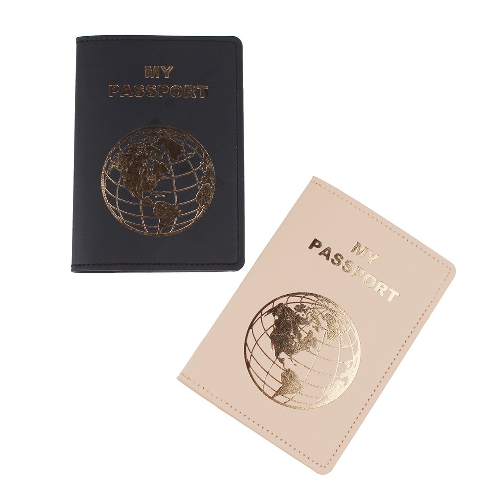 Latest PU Leather Card Case Solid Color Printed Letter and Travel Certificate Storage Elegant Bronzing Passport Holder