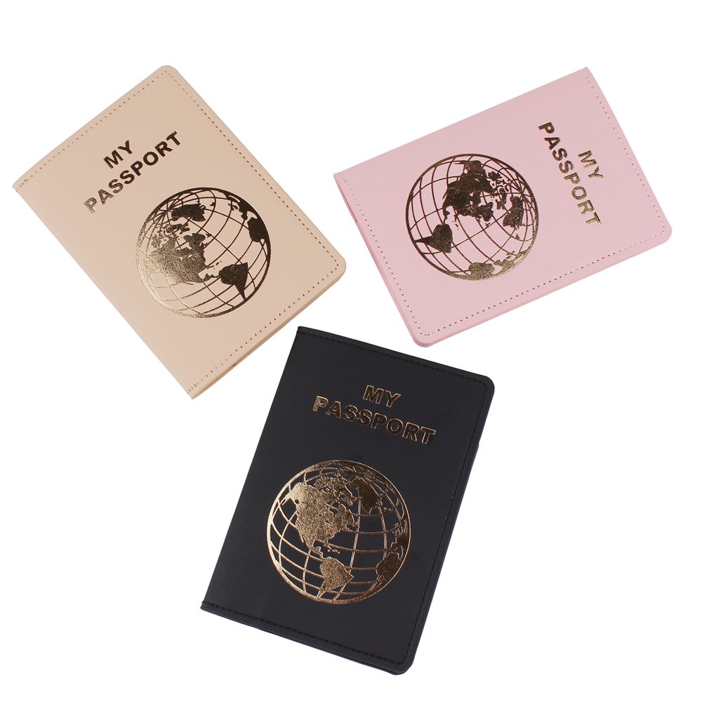 Latest PU Leather Card Case Solid Color Printed Letter and Travel Certificate Storage Elegant Bronzing Passport Holder