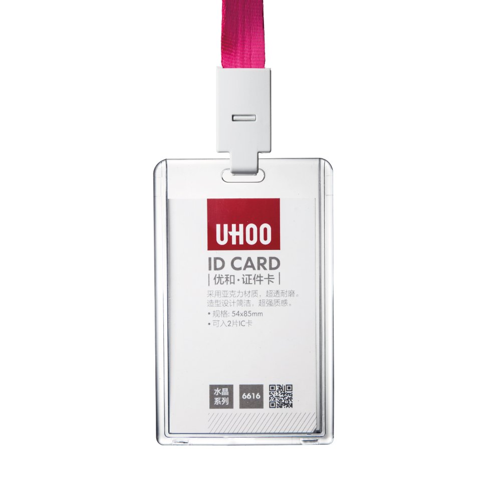 UHOO card holder High transparent vertical push up acrylic id card holder abrasion resistance badge holder