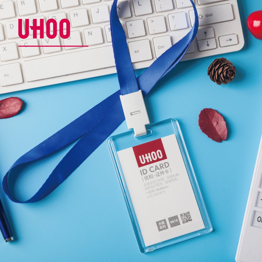 UHOO card holder High transparent vertical push up acrylic id card holder abrasion resistance badge holder