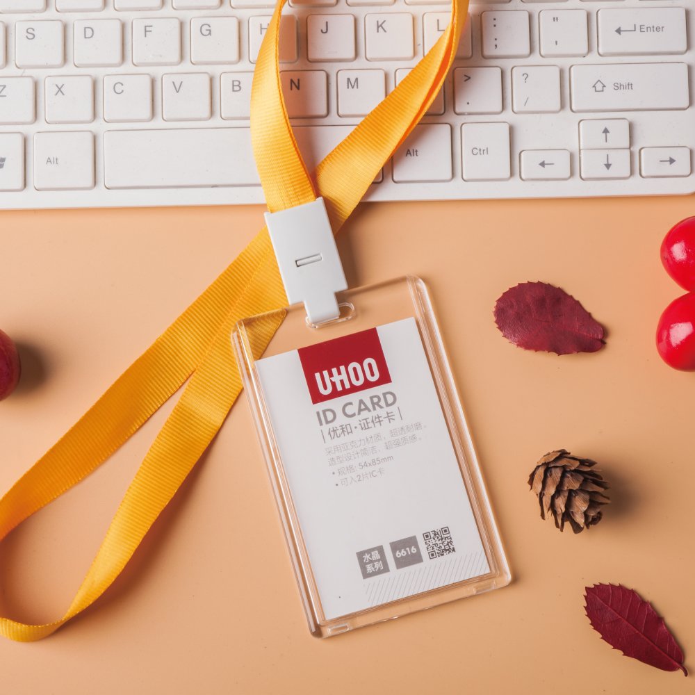 UHOO card holder High transparent vertical push up acrylic id card holder abrasion resistance badge holder