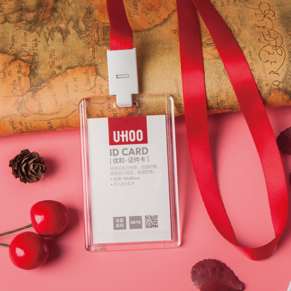 UHOO card holder High transparent vertical push up acrylic id card holder abrasion resistance badge holder