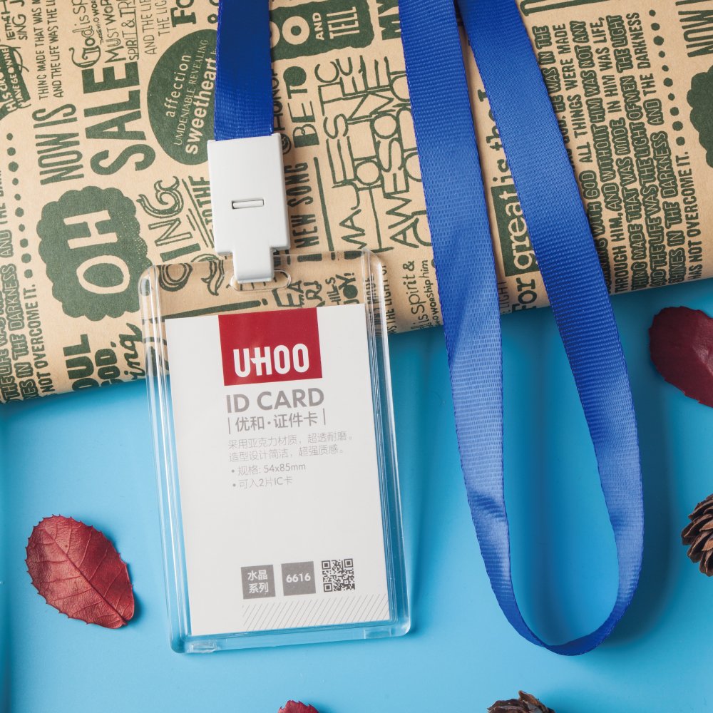 UHOO card holder High transparent vertical push up acrylic id card holder abrasion resistance badge holder
