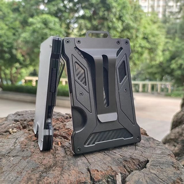 Aluminum Badge Holder/Wallet_ Durable ID Card Holder with Metal Clip and Card Slot