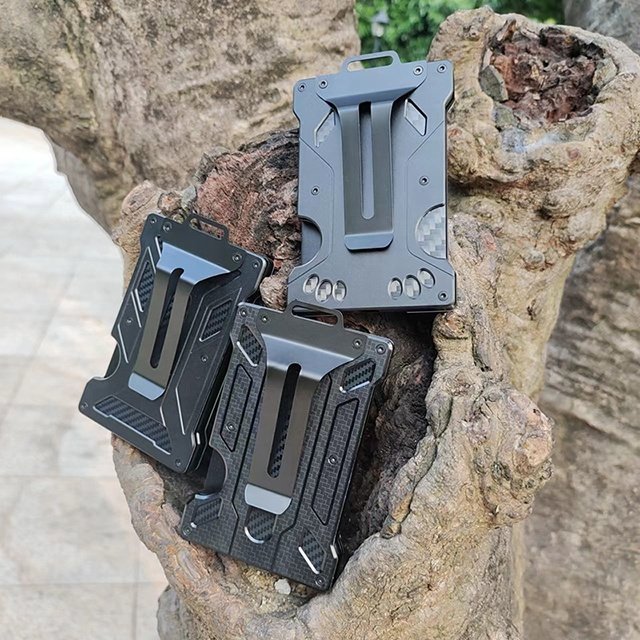 Aluminum Badge Holder/Wallet_ Durable ID Card Holder with Metal Clip and Card Slot