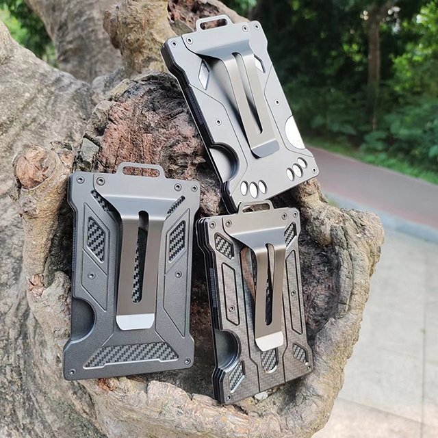 Aluminum Badge Holder/Wallet_ Durable ID Card Holder with Metal Clip and Card Slot