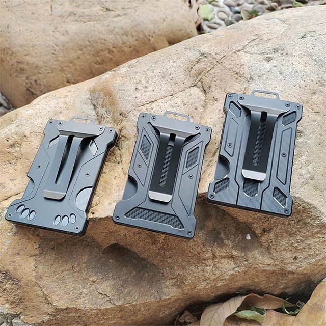 Aluminum Badge Holder/Wallet_ Durable ID Card Holder with Metal Clip and Card Slot