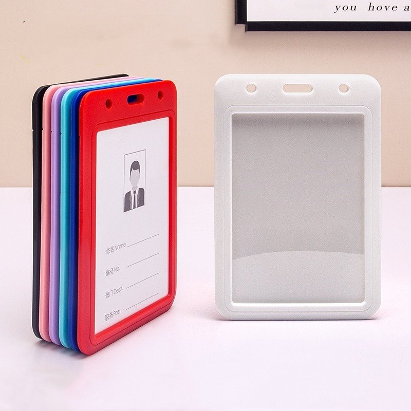 Wholesale A7 Size Sliding Hard Plastic ID Card Holder Vertical Working Name Card Badge Holder
