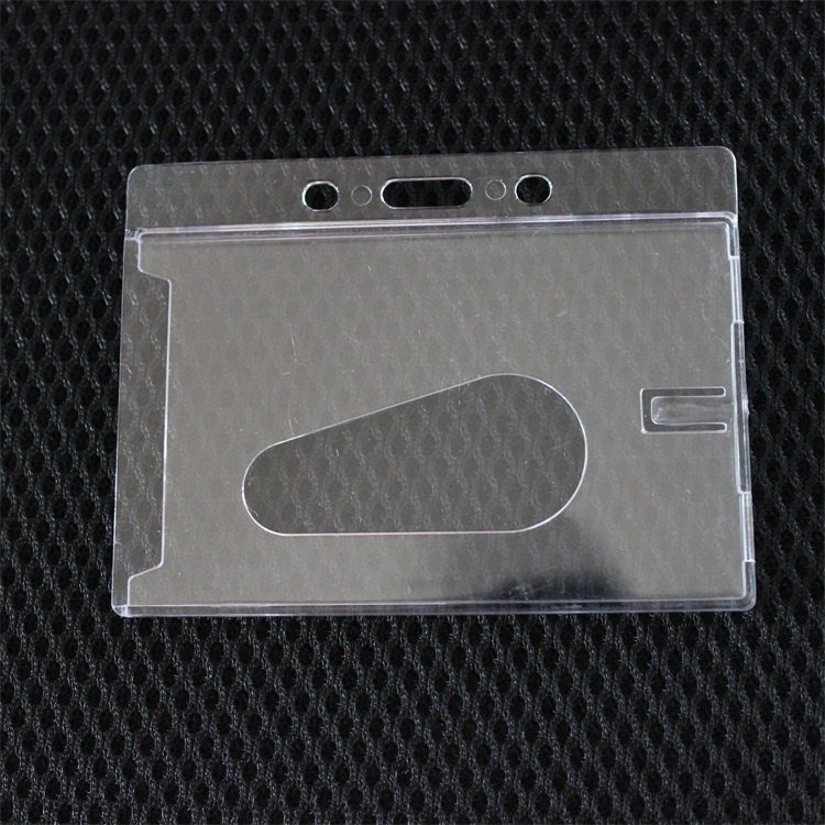 Plastic ID Card Holder Double Side Clear Badge Cover Transparent Horizontal Travel Card ID Badge Holders
