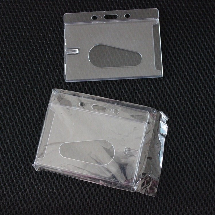 Plastic ID Card Holder Double Side Clear Badge Cover Transparent Horizontal Travel Card ID Badge Holders
