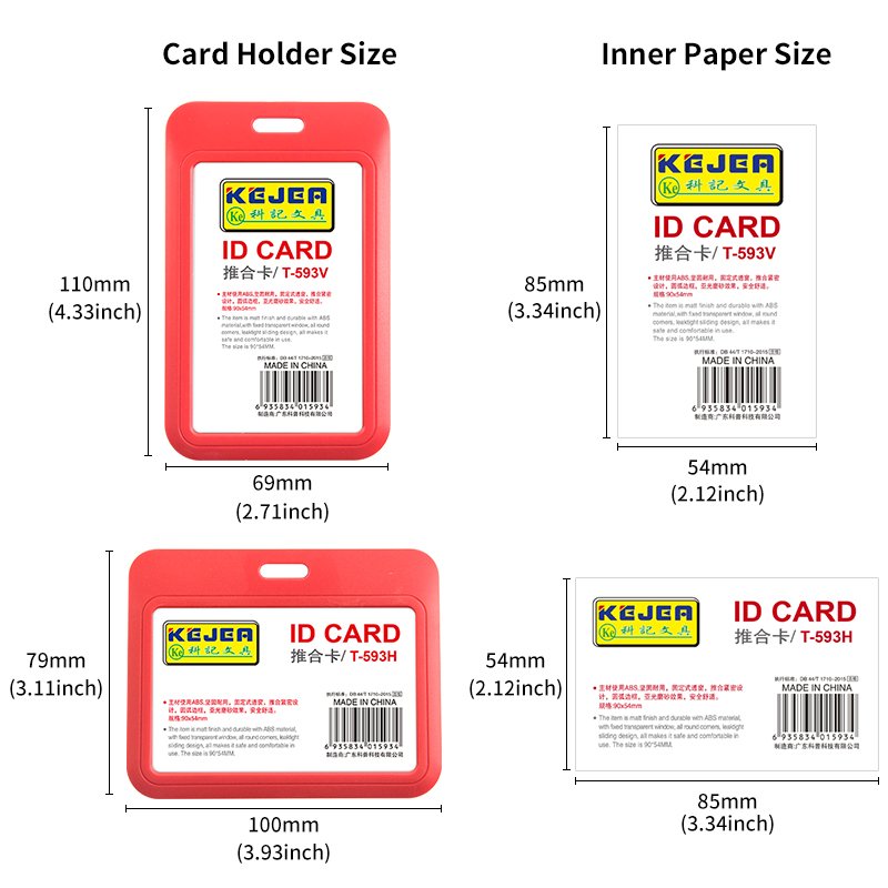 Hard Plastic ID Badge Holder Vertical Slide Open Card Case Black Name Tag Holders Badge Sleeve ID Case Protector