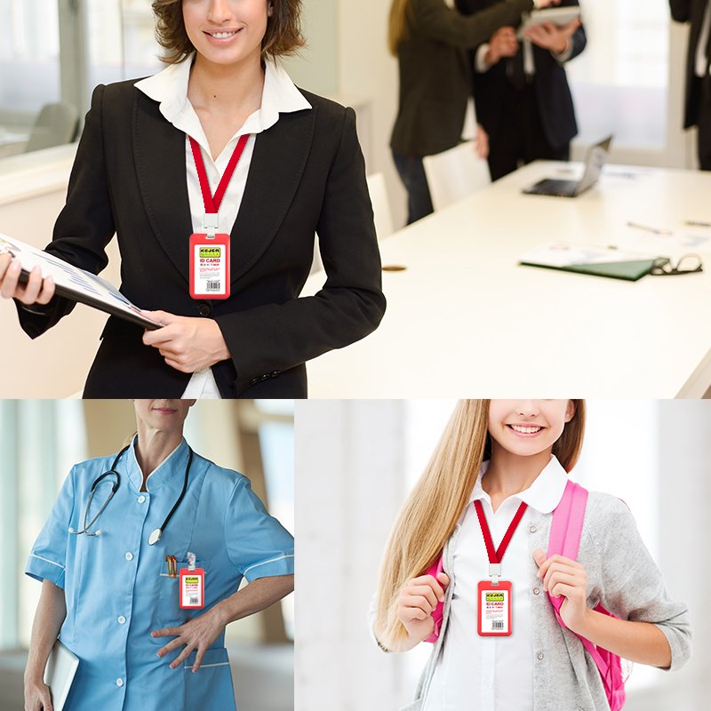Hard Plastic ID Badge Holder Vertical Slide Open Card Case Black Name Tag Holders Badge Sleeve ID Case Protector